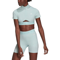 Top damski Adidas Crop Zip Tee sportowy krótki logo miętowy-XS Adidas