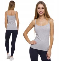 Top Damski Dopasowany Koszulka Gładka Bez Rękawów Podkoszulka Moraj M Grey