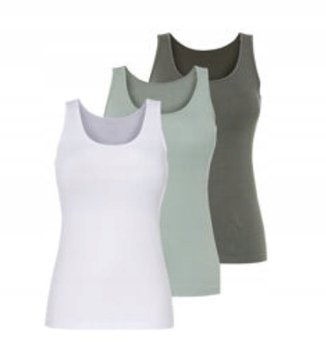 Top damski esmara, 3 sztuki (S (36/38) biały/zielony) Bluzka na ramiączkach - Esmara
