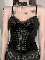 Top gorsetowy welurowy gotycki lolita harajuku koronka sznurowany 42 XL Inna marka