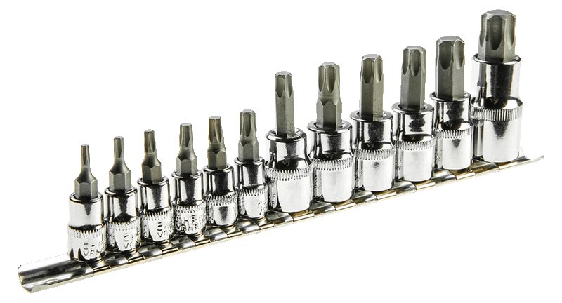 TOPEX, Bity Torx na nasadce 1/4, 3/8, 1/2', zestaw 12 szt., 39D342