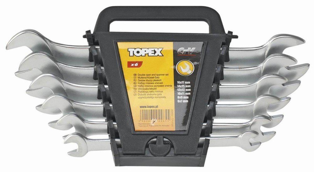 TOPEX, Klucze płaskie dwustronne 6-17 mm, zestaw 6 szt., 35D655