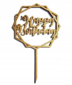 Topper Happy Birthday urodzinowy dekor 10cm Złoty - Pamario