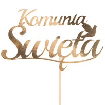 Topper Mirror Gold Komunia Święta Gołąbek