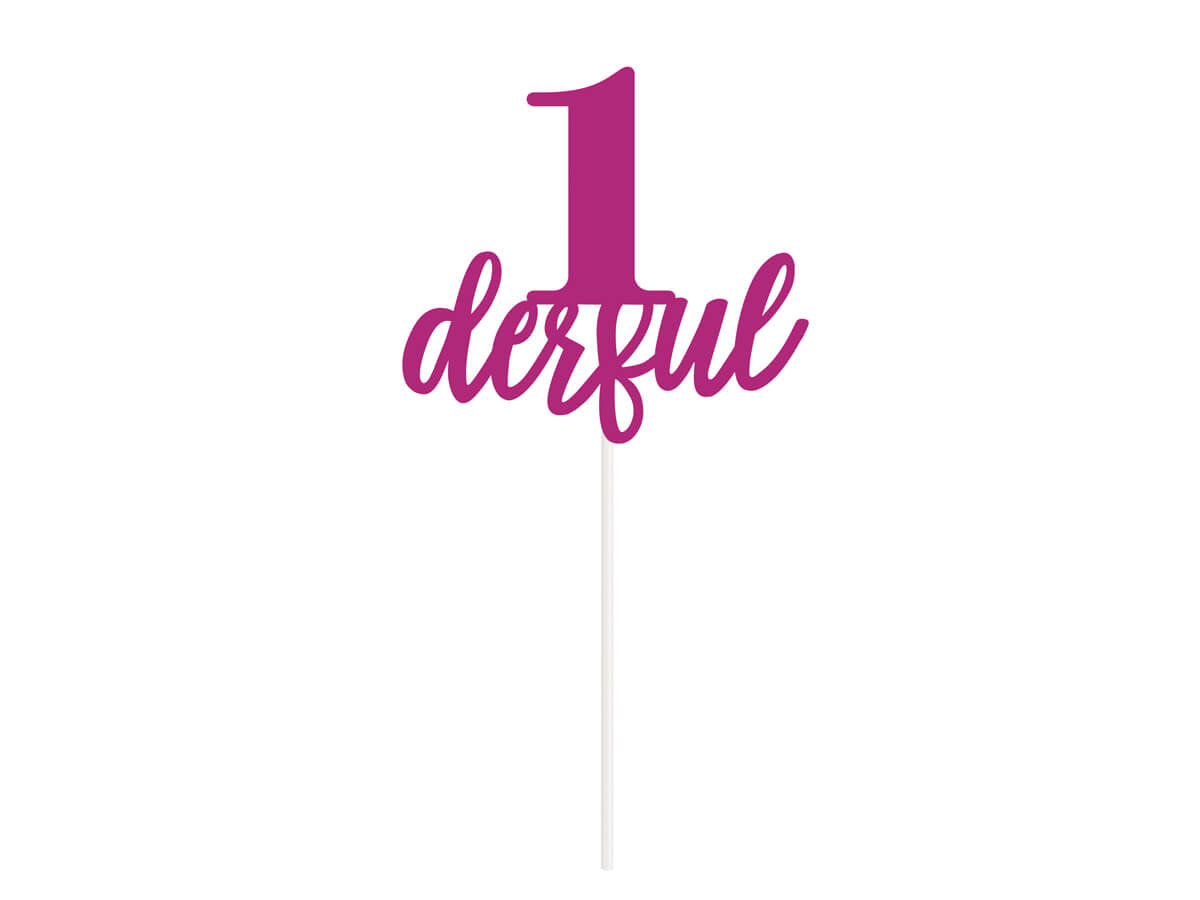 Topper na tort 1 Derful różowy - 1 szt. - Unique | Przyjęcia i okazje w ...