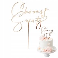 Topper na tort na Chrzest Święty 15cm x12,2cm Napis złoty na tort dekoracja