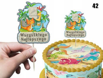 TOPPER NA TORT ozdoba dekoracja urodziny torcik DINOZAURY DINOZAUR - Inna marka