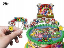 TOPPERY NA TORT (10szt) + duży TOPPER Najlepszego - SUPER MARIO BROS