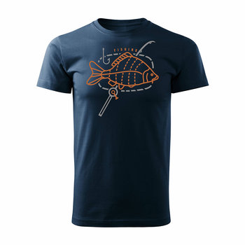 Topslang, Koszulka męska na ryby dla wędkarza wędkarska fishing karp, granatowa, rozmiar S - Topslang