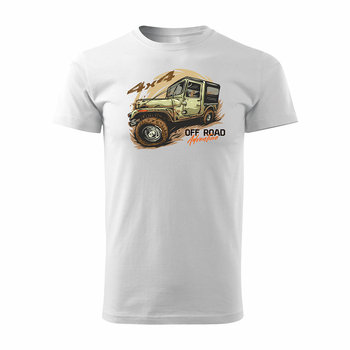 Topslang, Koszulka męska rajdowa z jeepem jeep offroad off road off-road 4x4, biała, rozmiar XXL - Topslang