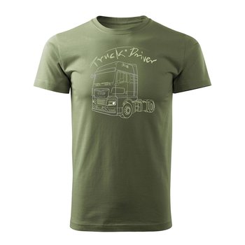 Topslang, Koszulka męska z ciężarówką Iveco prezent dla kierowcy Tira TIR, khaki, rozmiar XXL - Topslang