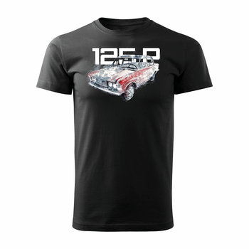 Topslang, Koszulka męska z samochodem duży Fiat 125p FSO PRL, czarna, rozmiar M - Topslang