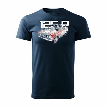 Topslang, Koszulka męska z samochodem duży Fiat 125p FSO PRL, granatowa, rozmiar L - Topslang