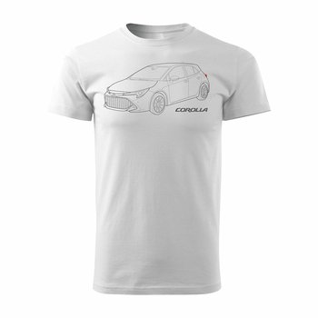 Topslang, Koszulka męska z samochodem, Toyota Corolla, biała, regular, rozmiar XXL - Topslang