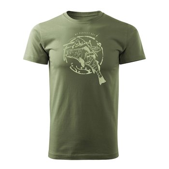 Topslang, Koszulka wędkarska fishing karp, khaki, regular, rozmiar S - Topslang