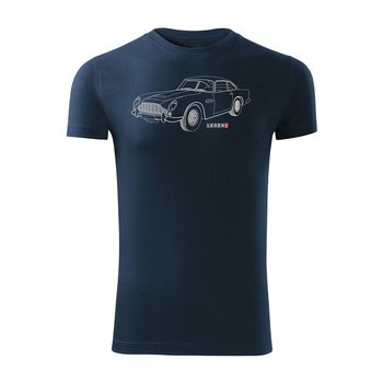 Topslang, Koszulka z samochodem Aston Martin DB5 superagent, granatowa, slim, rozmiar S - Topslang