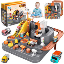 Tor Samochodowy Zjeżdżalnia Z Przeszkodami + Autka U962