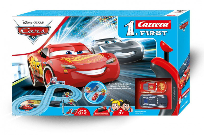 Tor wyścigowy CARS CARRERA FIRST 63038 - 2,4 m Zygzak McQueen Jackson Storm zabawka dla dzieci 3+ elektryczny tor wyścigowy Auta Pixar