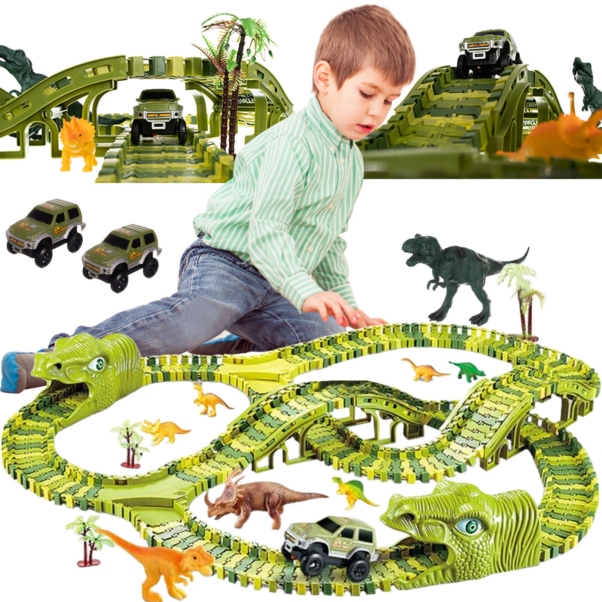 Фото - Машинка Tor Industries Tor Wyścigowy Dinozaur Park Dino Samochodowy Prezent dla Dzieci 270el 360c 