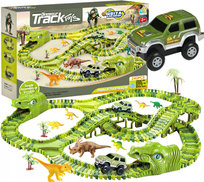 Tor Wyścigowy dla Dzieci Dino Park Y285 240 el. – Świecący Tor z Dinozaurami i Autkami | Zabawka Edukacyjna Samochody