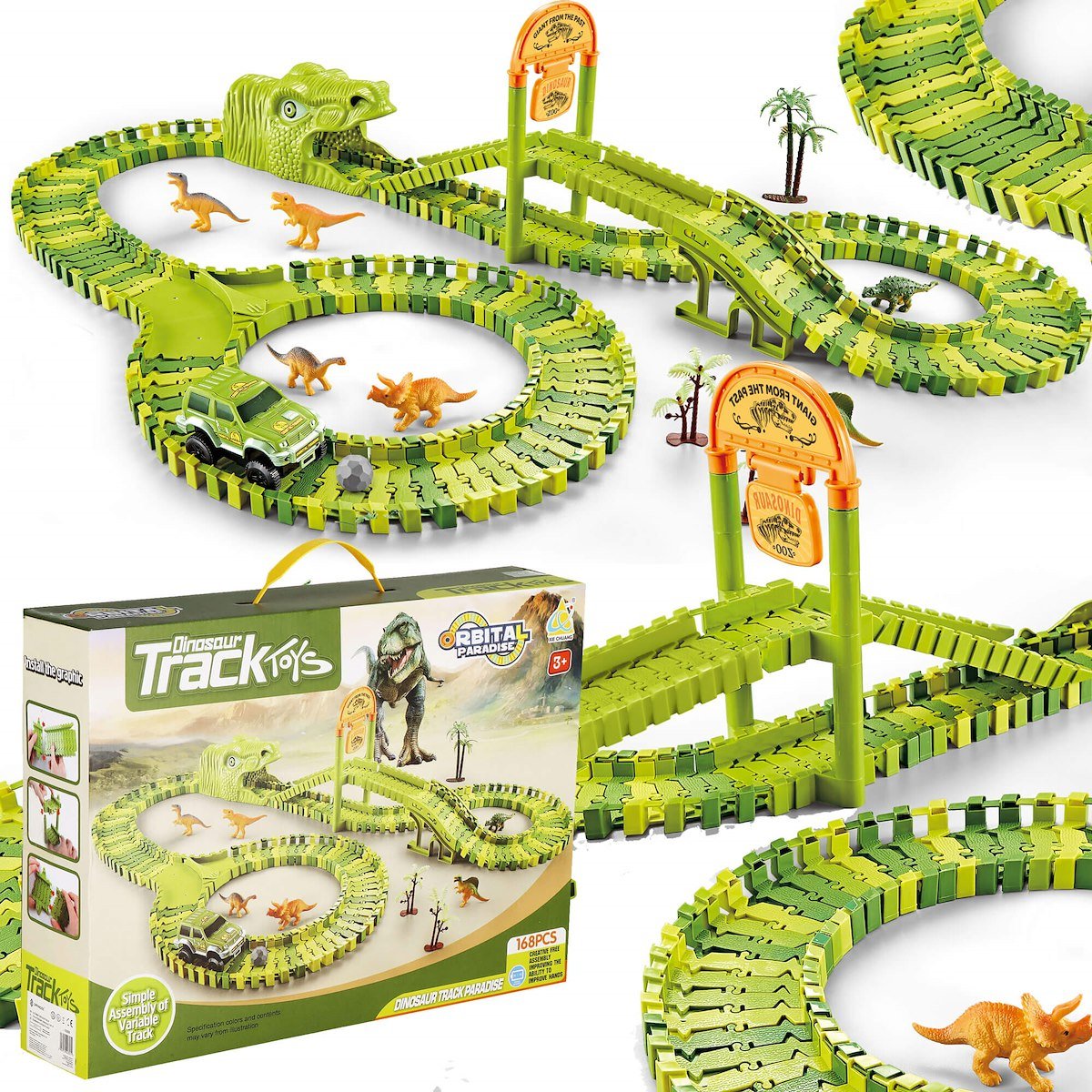 Zdjęcia - Tor samochodowy / kolejowy Springos Tor wyścigowy park dinozaurów zestaw 168 elementów zabawka dla dzieci 