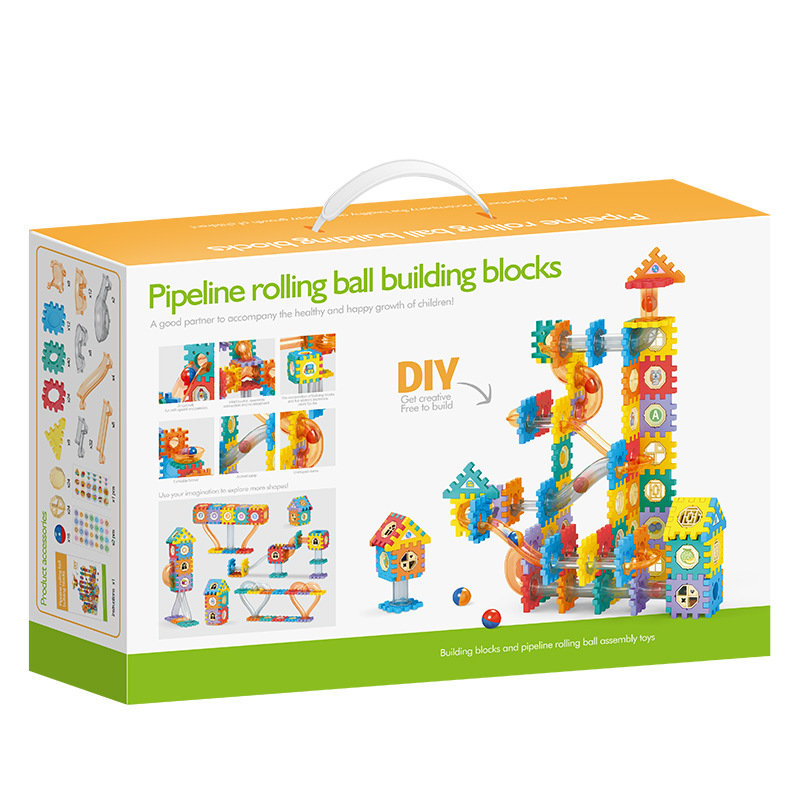 Tor wyścigowy z kulkami, klocki do budowania dla dzieci, wczesny ...