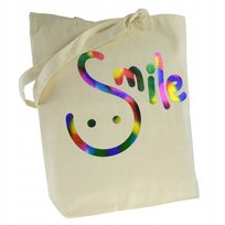 TORBA bawełniana 220g ECRU z nadrukiem SMILE torebka do pracy na uczelnie inna (Inny)