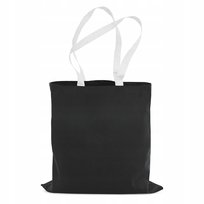 TORBA BAWEŁNIANA 38x42 cm CZARNA z BIAŁYM UCHWYTEM 145g na ZAKUPY EKO