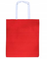 TORBA BAWEŁNIANA 38x42 cm CZERWONA z BIAŁYM UCHWYTEM Zakupowa Ekologiczna
