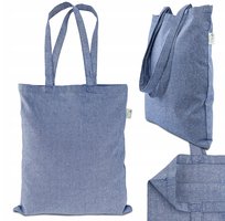 Torba Bawełniana 38x42 cm NIEBIESKA 145g RECYKLINGOWA MELANŻ na ZAKUPY EKO