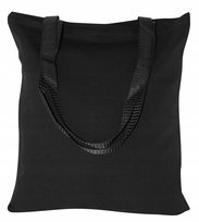 TORBA BAWEŁNIANA 38x42cm CZARNA Z UCHWYTEM Z TAŚMY KALETNICZEJ ZAKUPOWA EKO