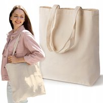 TORBA BAWEŁNIANA 38x8x42 cm ECRU DUBLIN 220g z DNEM Ekologiczna Zakupowa