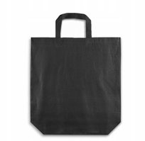 TORBA BAWEŁNIANA 45x10x45 cm CZARNA 220g EKO ZAKUPOWA Z KRÓTKIM UCHWYTEM