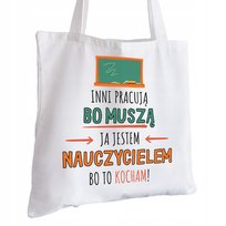 Torba Bawełniana biała dla Nauczyciela Na Prezent ekologiczna Trwały Nadruk