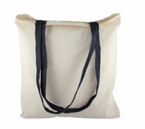 TORBA BAWEŁNIANA ECRU 36x38 cm EKOLOGICZNA 145g Z DŁUGIM UCHWYTEM JEANSOWYM
