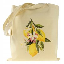 TORBA bawełniana ECRU z nadrukiem kwiat CYTRYNY siatka na zakupy z bawełny