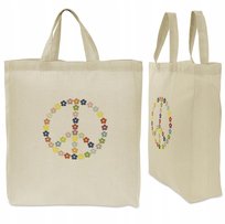 TORBA BAWEŁNIANA Z KRÓTKIM UCHWYTEM 28x8x8x35 cm ECRU 220g PEACE POKÓJ