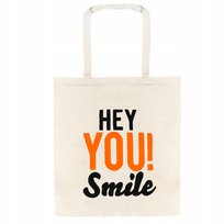 Torba Bawełniana z Nadrukiem 38x42cm 145g ecru Hey You! Smile napis eko