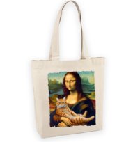 Torba bawełniana z nadrukiem Mona Lisa z kotem