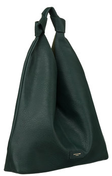 Torba damska miejski worek shopper A4 skóra ekologiczna na magnes David Jones, ciemny zielony - DAVID JONES