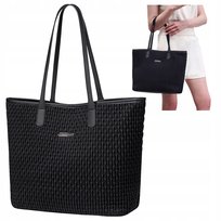 Torba damska shopper czarna elegancka, pojemna 15,6 l, na ramię, modna na co dzień i do pracy. CHANTRIA CB801 Black. Chantria