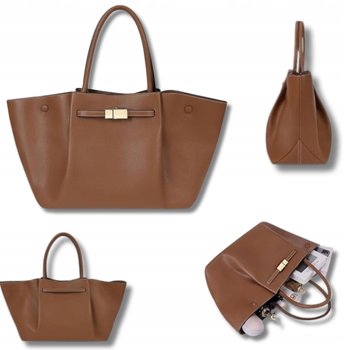 Torba Damska Torebka Duza Pojemna Shopper A4 Na Ramie Miejska Brazowa - Inna marka