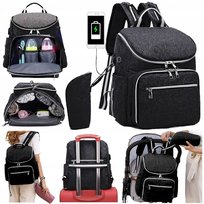 TORBA DO WÓZKA PLECAK DLA MAMY ORGANIZER TERMICZNA NA ZAMEK KIESZENIE USB