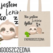 TORBA ECO BAWEŁNIANA NA ZAKUPY NA PLAŻĘ NA RAMIĘ NADRUK NIE JESTEM LENIWA