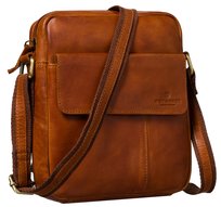 Torba męska mała skórzana na ramię brązowa PETERSON listonoszka na suwak saszetka crossbody Peterson