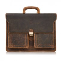 Torba Męska Na Ramię Skórzana Do Pracy Aktówka Na Dokumenty I Laptopa Brązowa Vintage Paolo Peruzzi T-122-Hbr