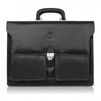 Torba Męska Na Ramię Skórzana Do Pracy Aktówka Na Dokumenty I Laptopa Czarna Paolo Peruzzi T-122-Bl