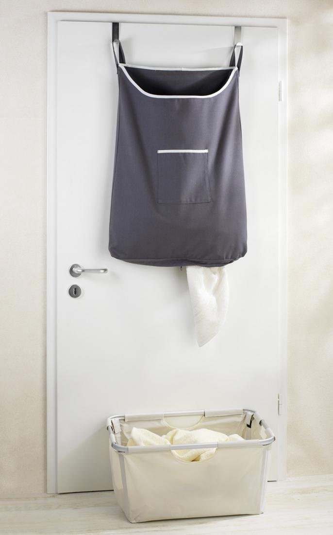 Фото - Кошик для білизни Wenko Torba na pranie z uchwytami na drzwi  Canguro Grey, szara, 81x10x52 c 