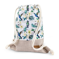 Torba na siłownię torba sportowa damska - torba lub plecak 2 w 1 torebka materiałowa torba ze sznurkiem lub torba plecak beżowe kwiaty