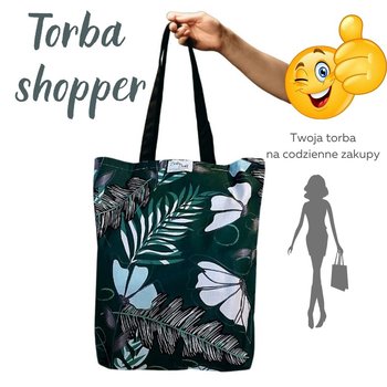 Torba na zakupy bawełniana kolorowa na ramię do ręki shopperka - ZIELONA  - BabyBall